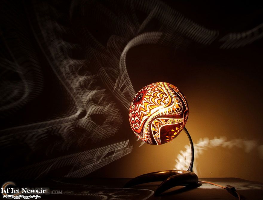 حک شده آفریقایی کدو (Calabash) لامپ1